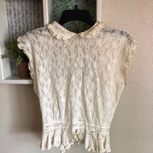 Vintage Lace Blouse Peter Pan Collar SEE NOTES